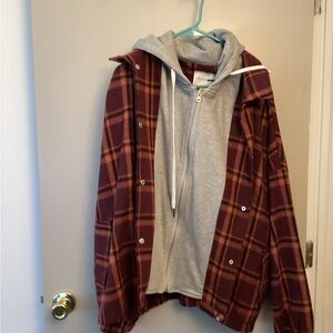 Plaid Jacket with Gray Hoodie
